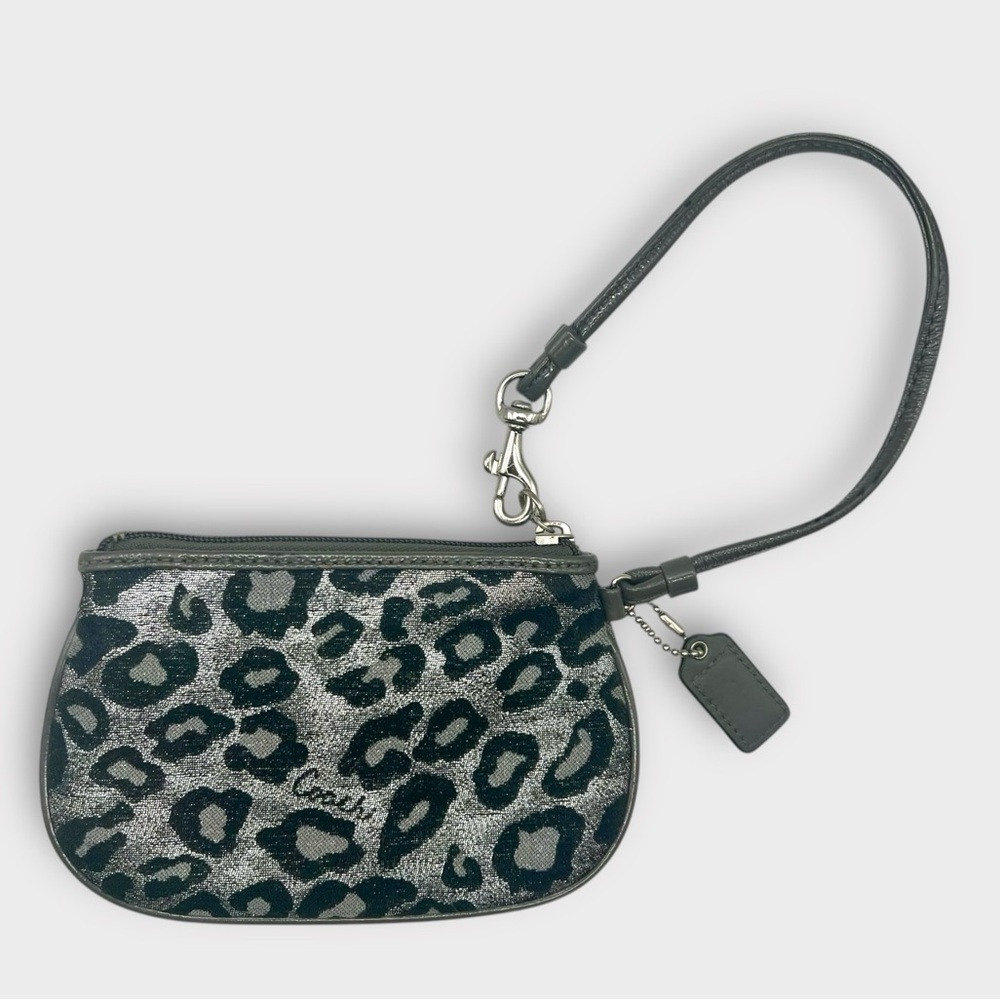 Coach Silver/Black Ocelot Wristlet - Picture 2 of 3